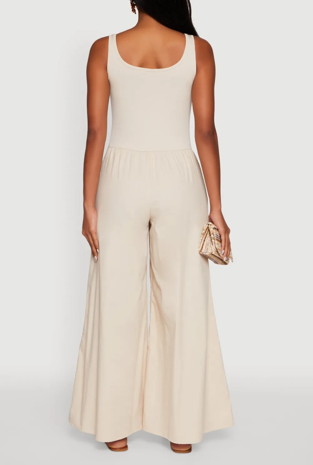 Solid Color Wide Leg Jumpsuit