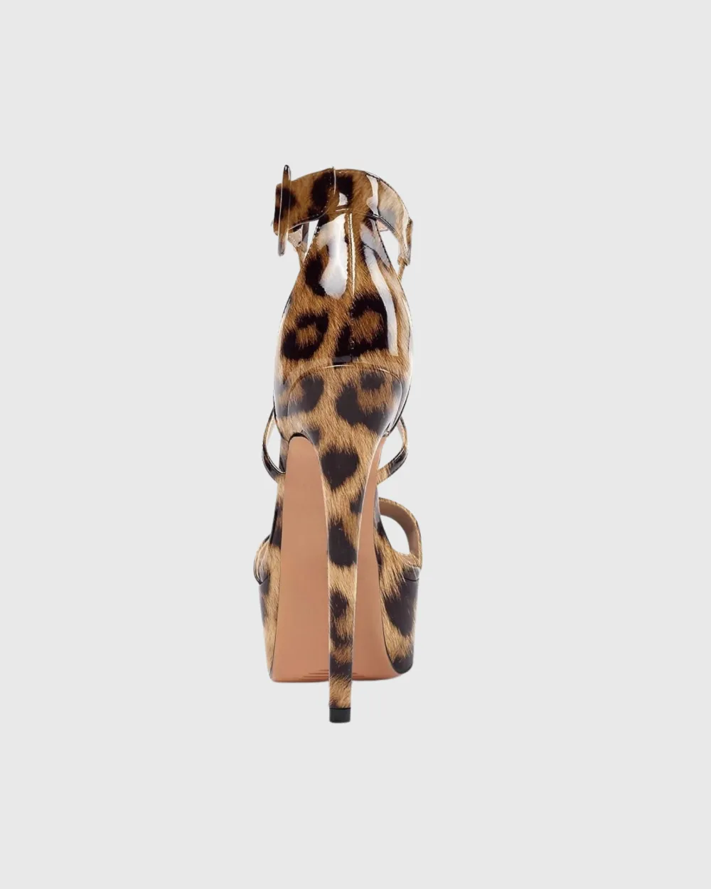 Leopard Print Cross Strap Platform Sandals