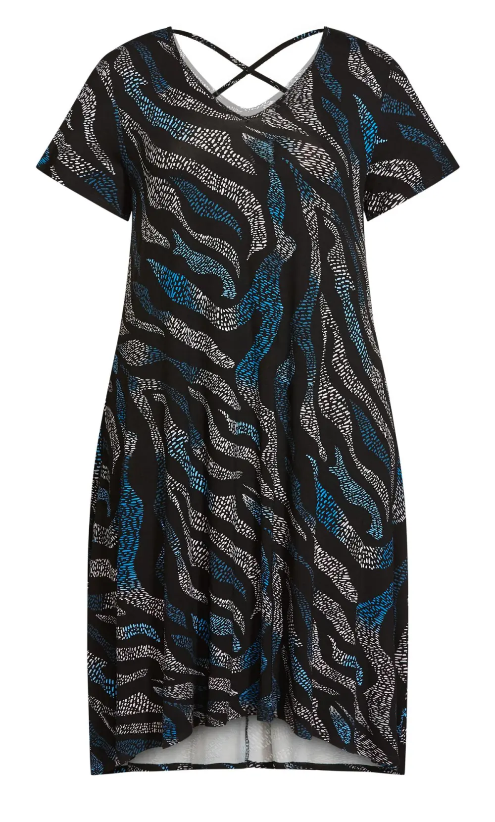 Evans Black Cross Back Knit Print Dress