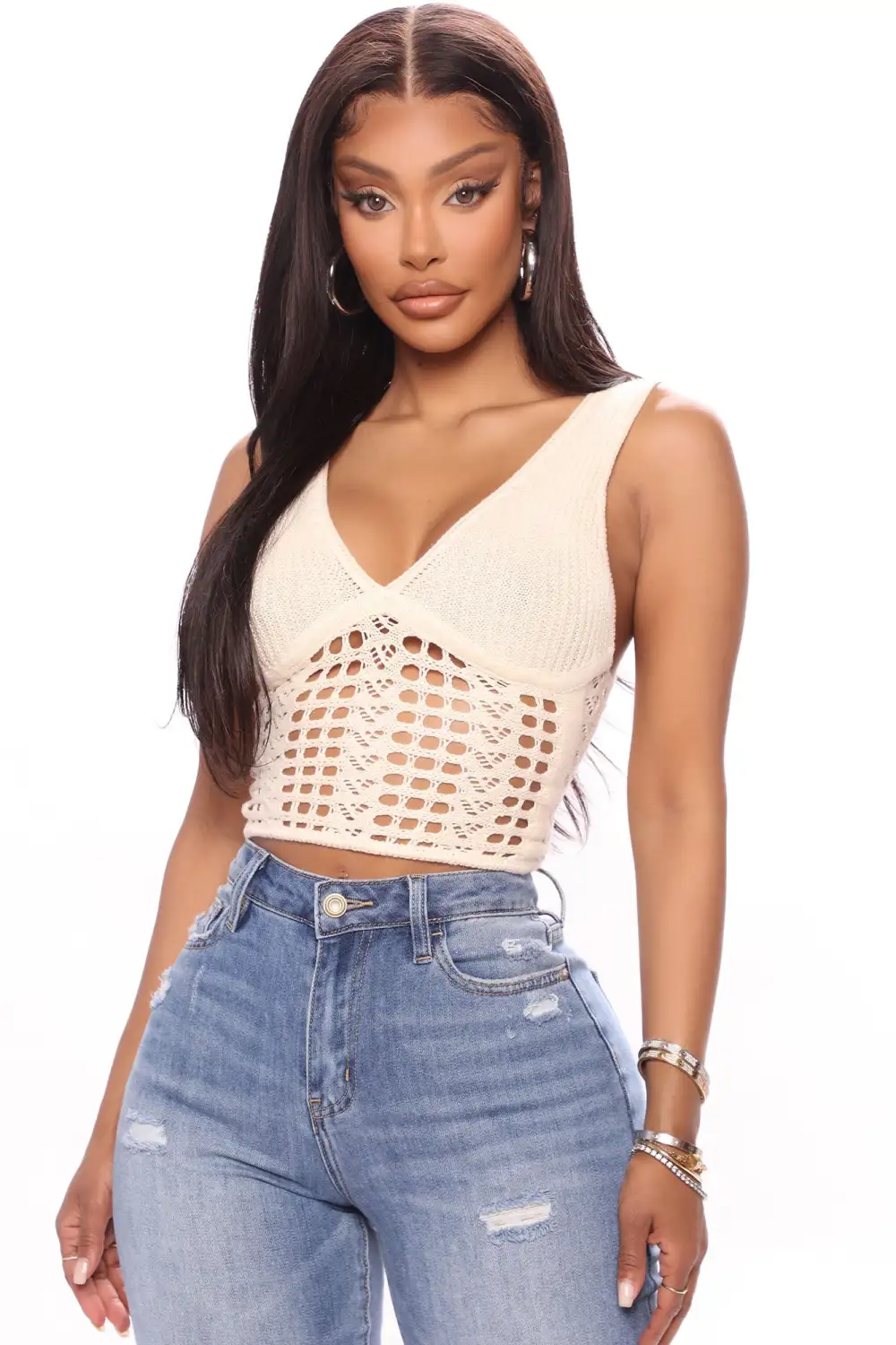 Young And Careless Knit Tank - Cream