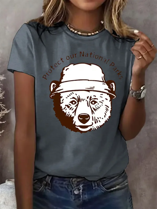 T-Shirt Women Protect Our National Parks Print Crewneck T-Shirt Art Print