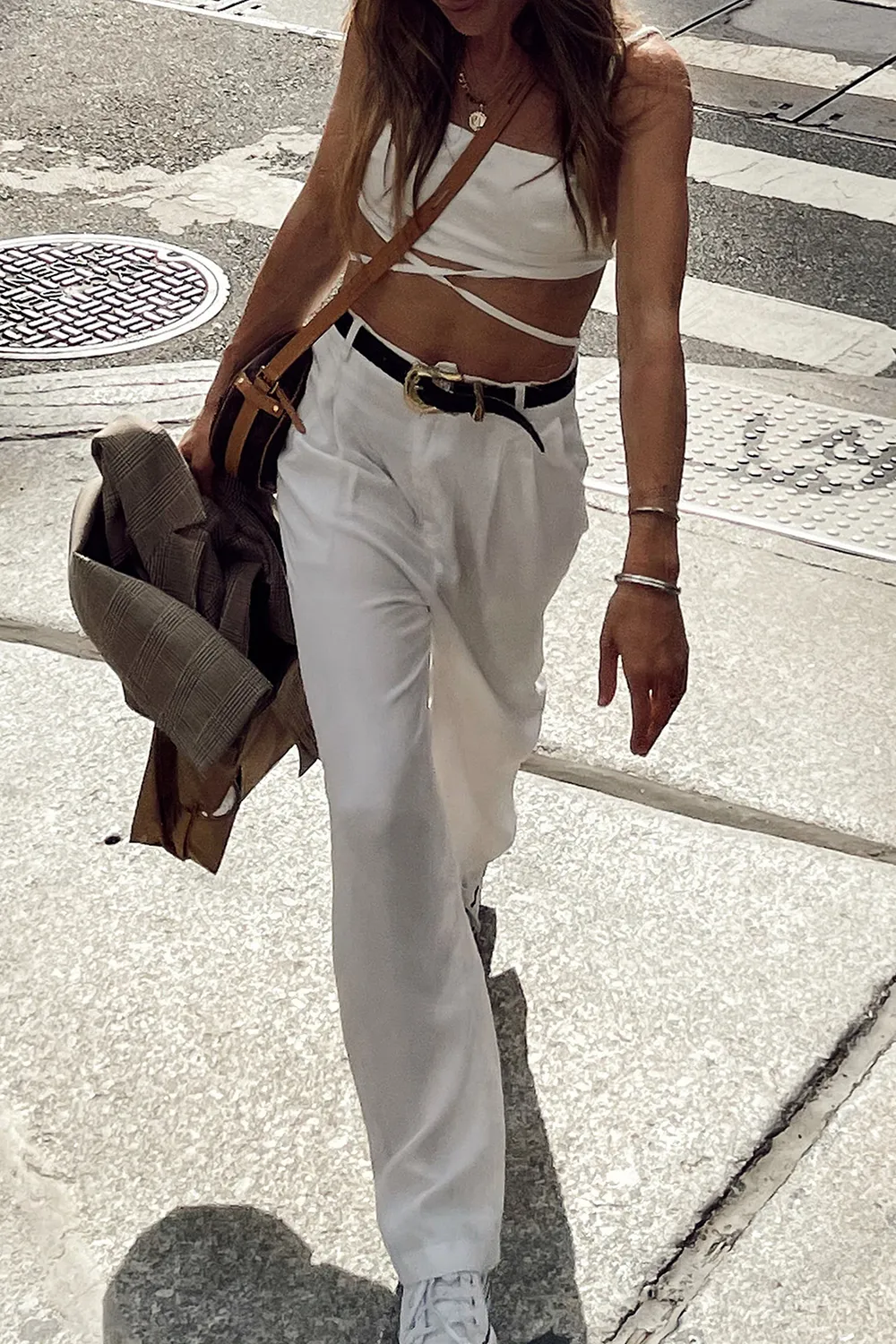 Cream Wide Leg Trousers