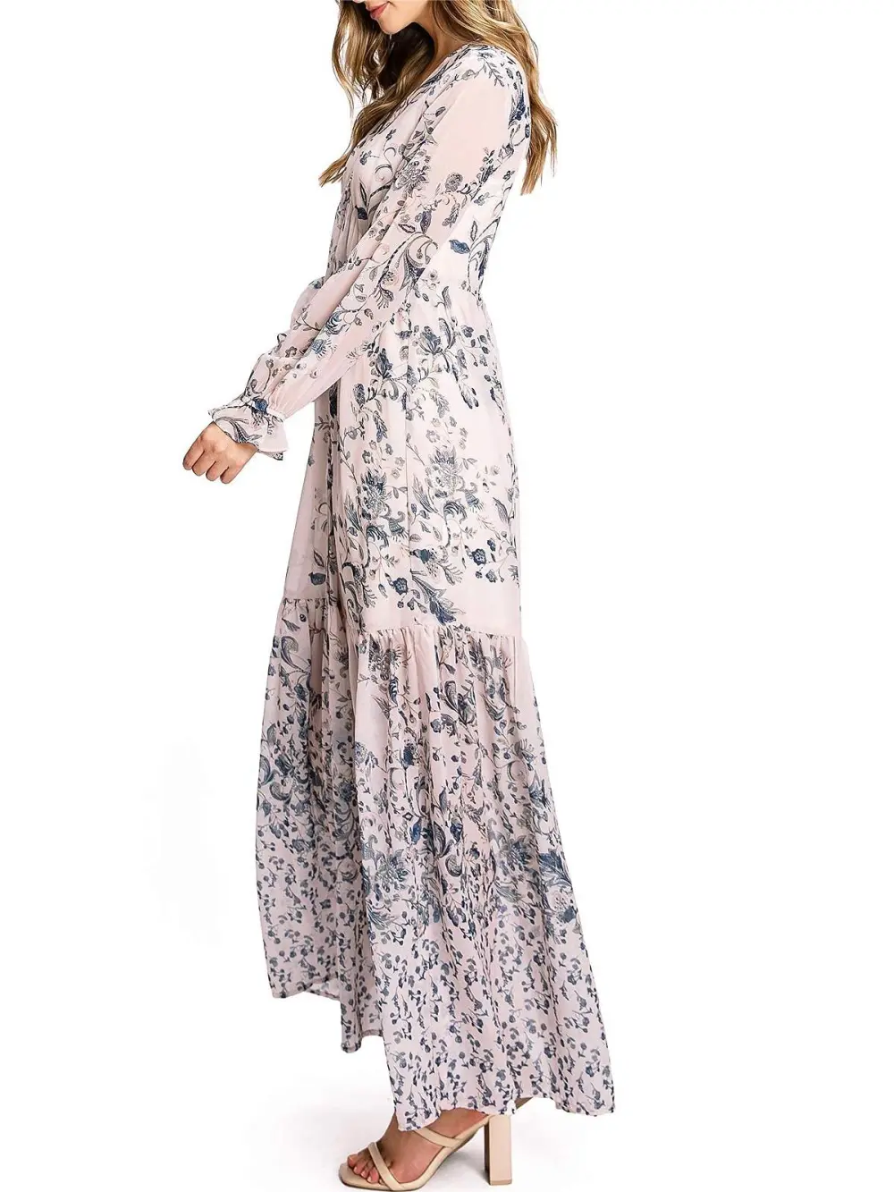 Floral V-Neck Maxi Shirtdress