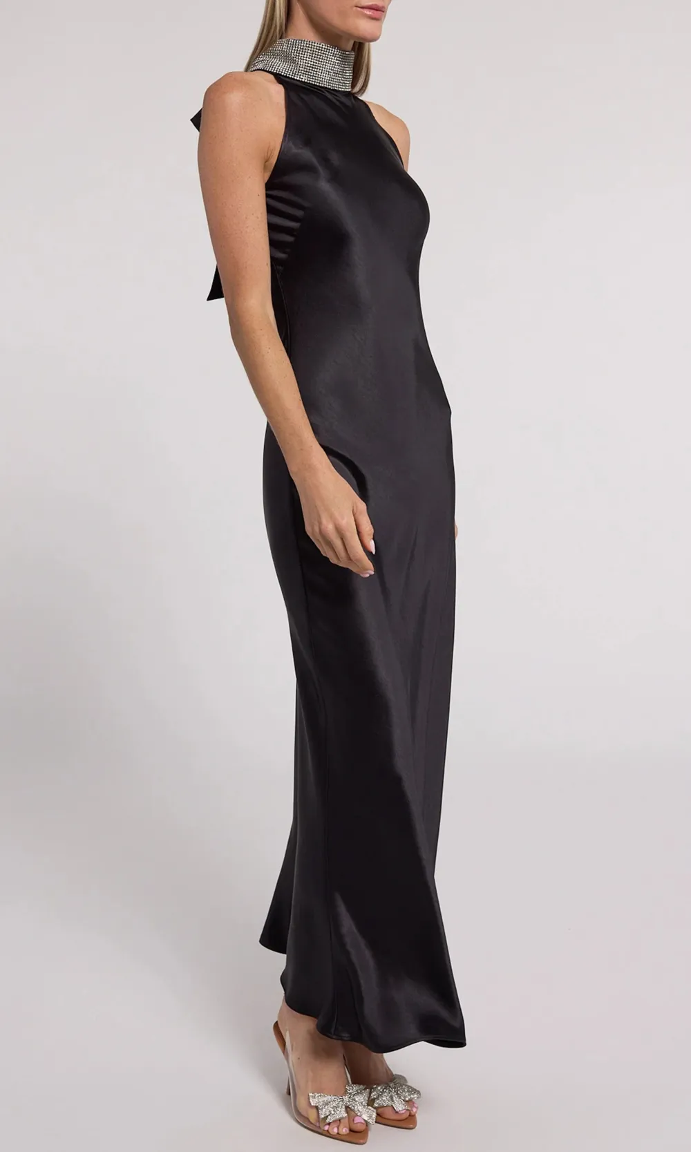 Rhinestone Halter Maxi Dress