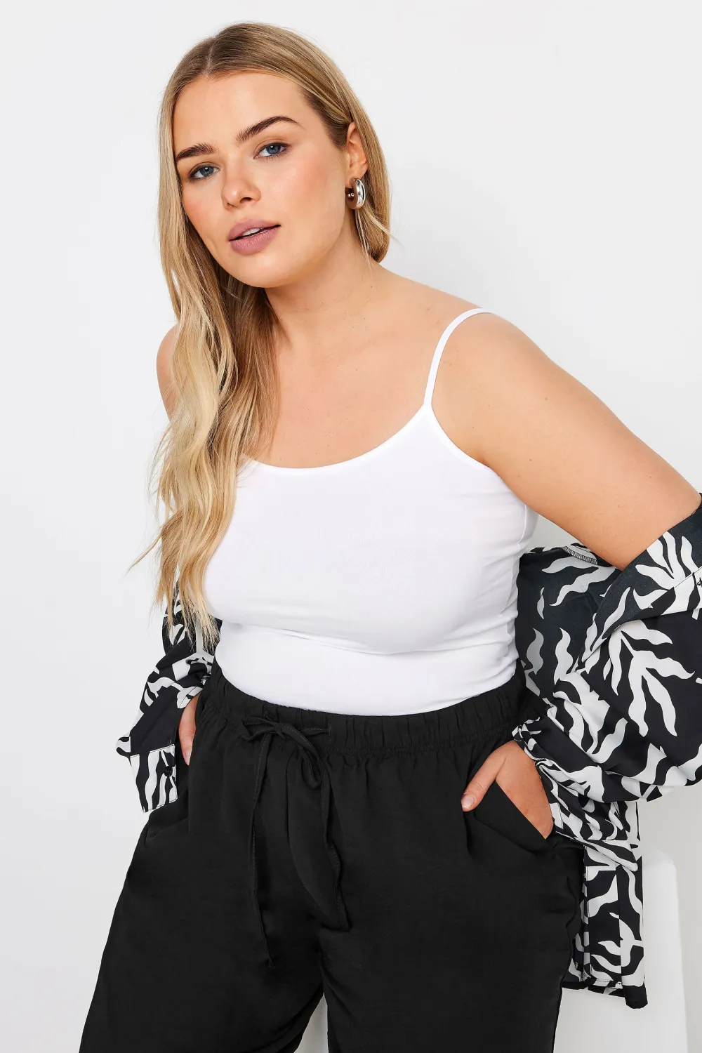 YOURS Curve Grey Twill Wide Leg Trousers