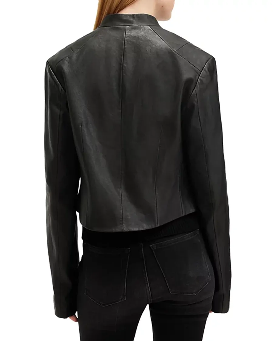 Stand Collar Casual Style Leather Jacket