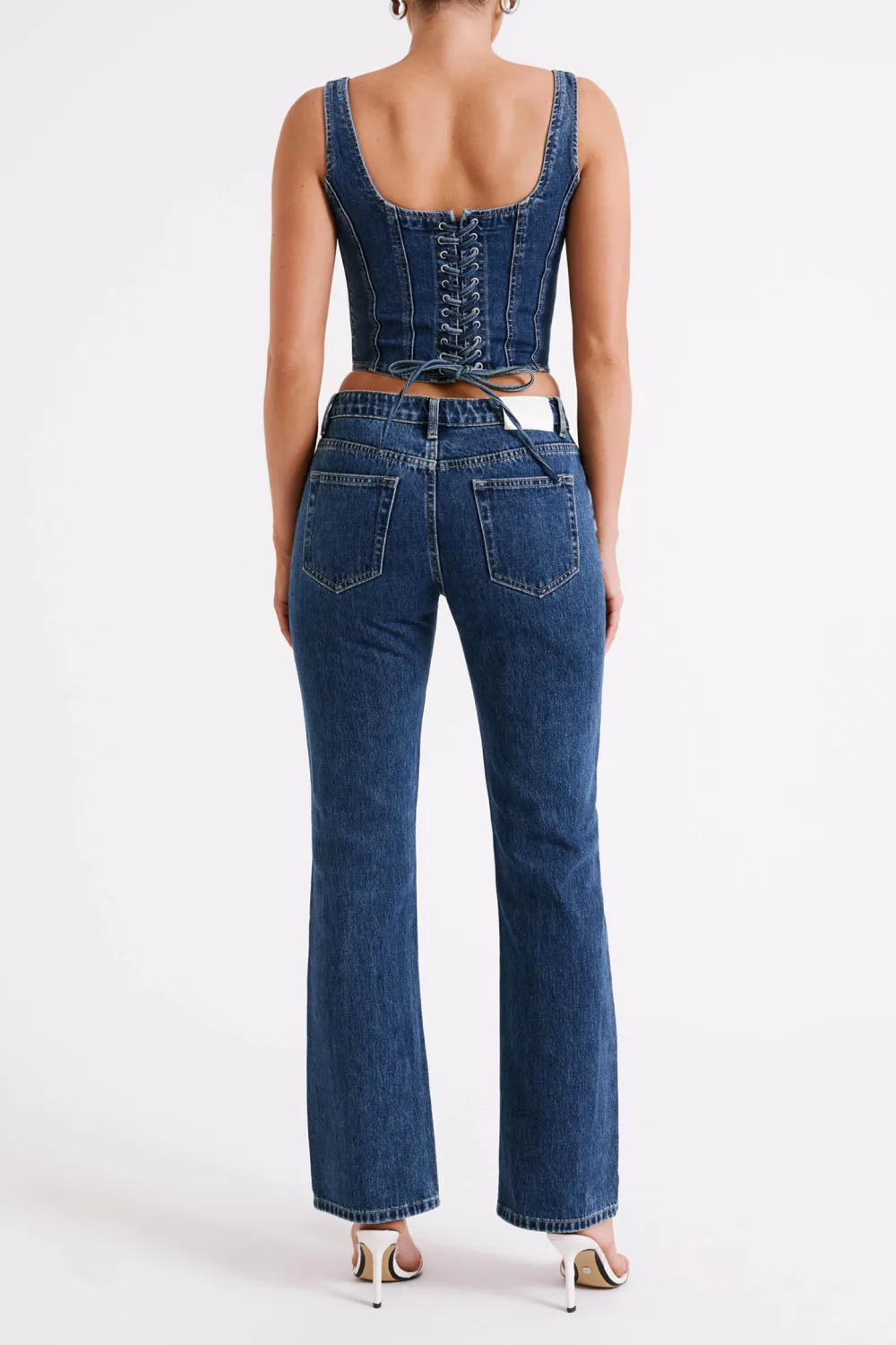 Denim Lace Up Corset