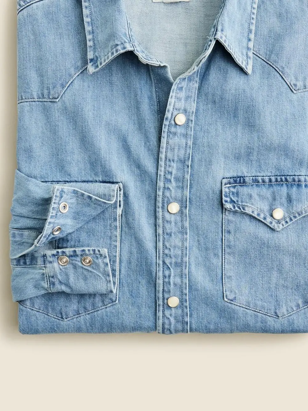 Light Blue Cotton Washed Denim Long Sleeve Shirt