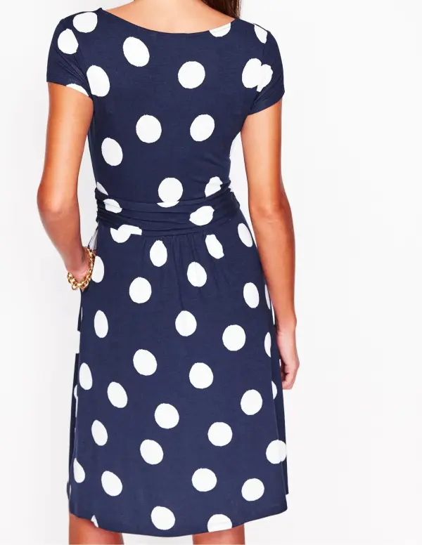Slim Polka Dot French Navy Dress