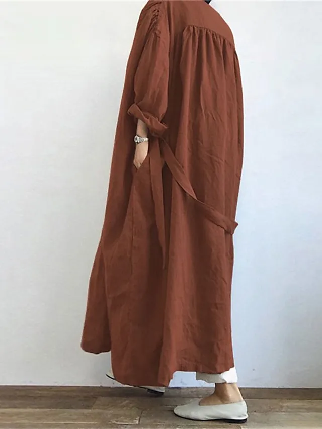 Women's Trench Coat Outdoor Pocket Plain Comfortable Fashion Regular Fit Outerwear Long Sleeve Summer Black S