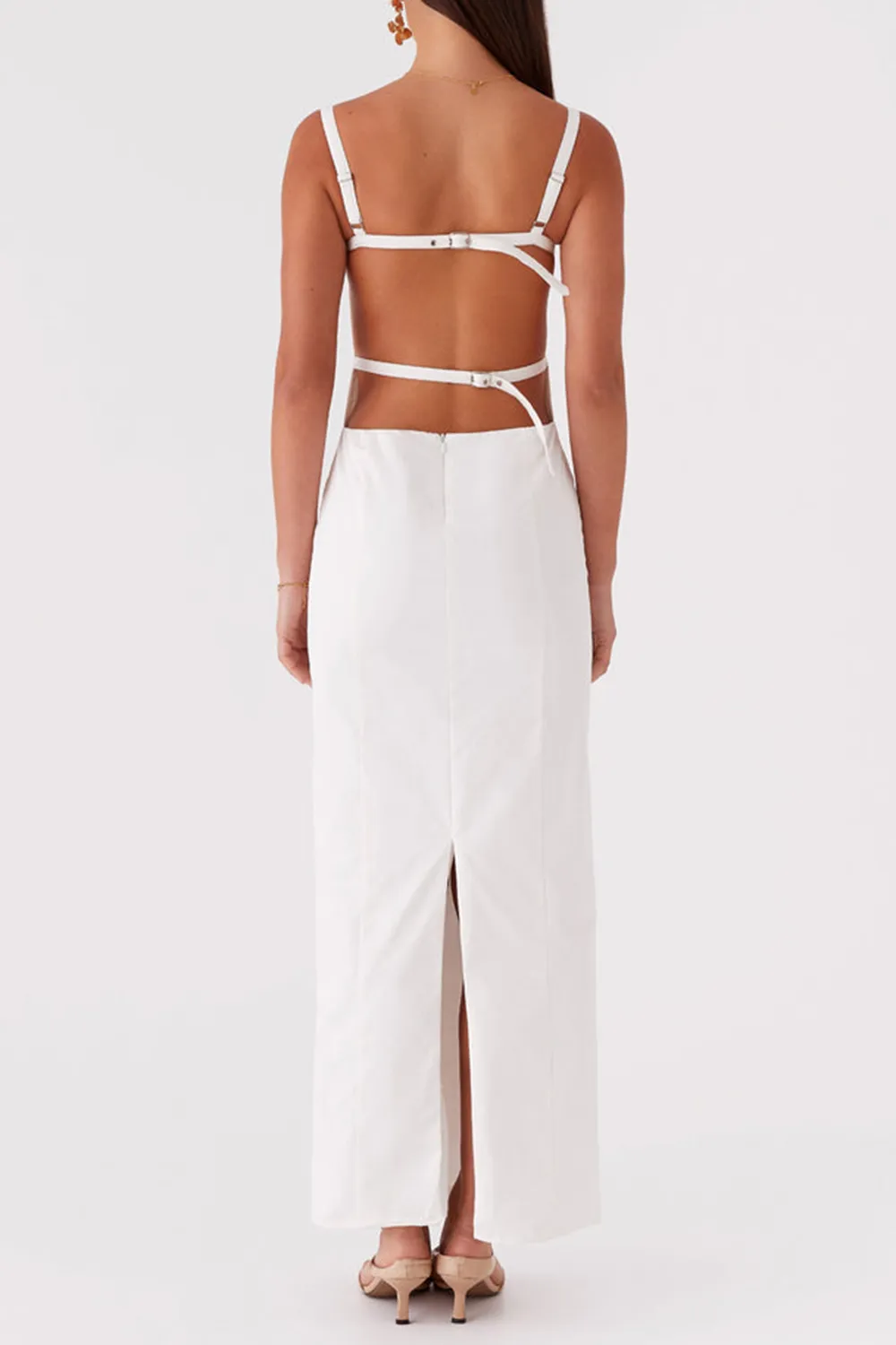 Naomi Backless Maxi Dress - Off White