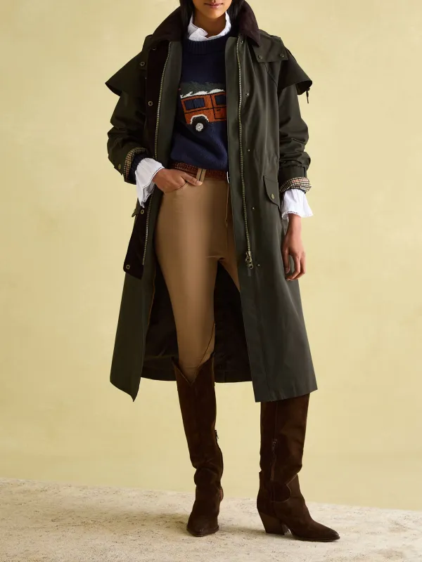 Khaki Green Waterproof Longline Coat