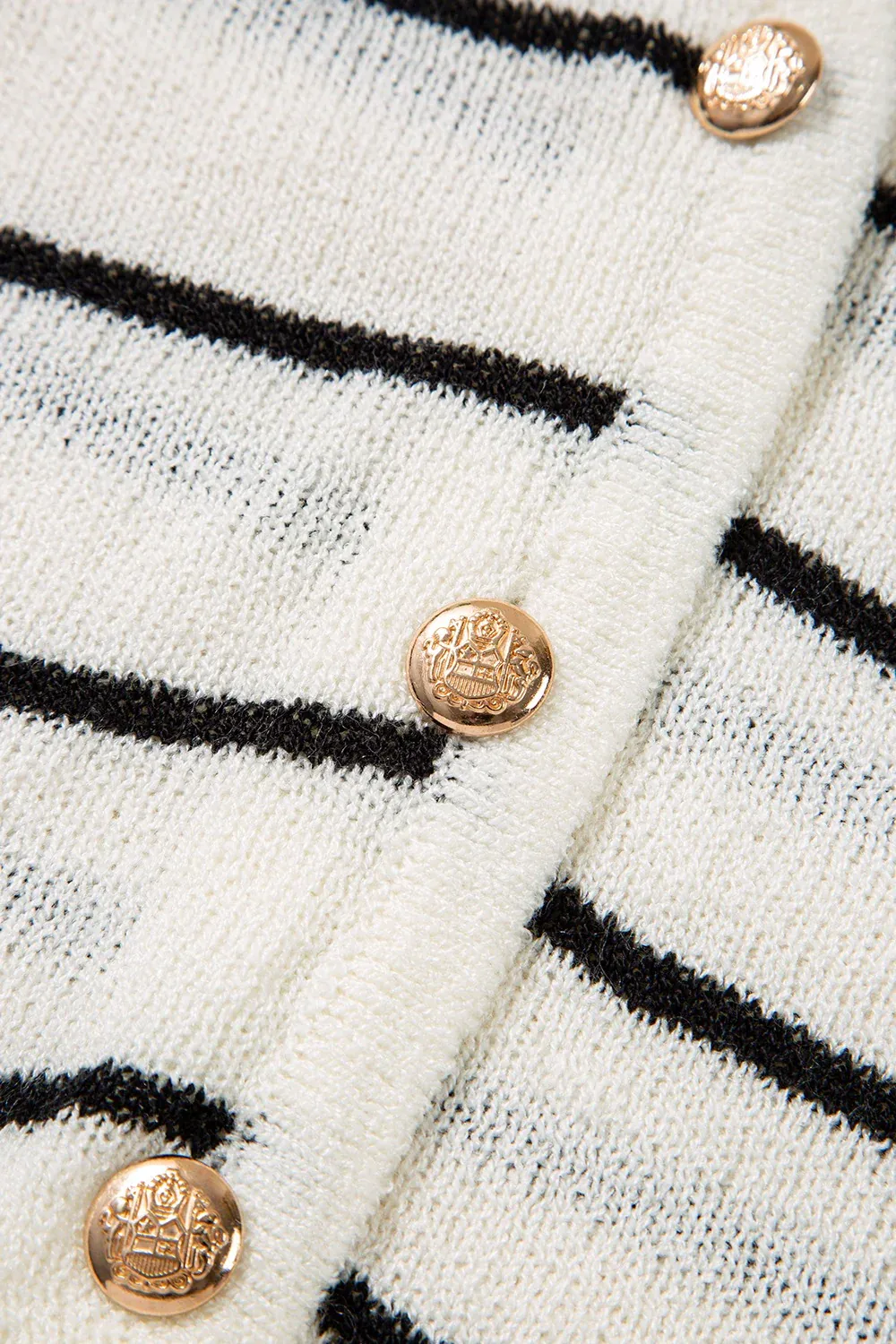 Classic Striped button  Crew  Knit Sweater