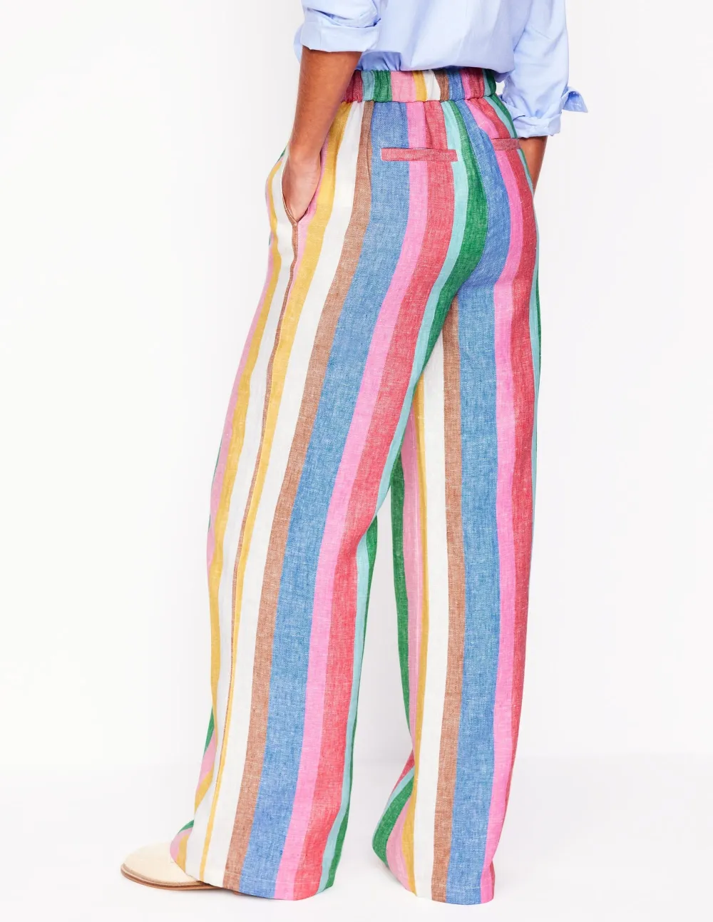 Bright Rainbow Stripe Linen Pants