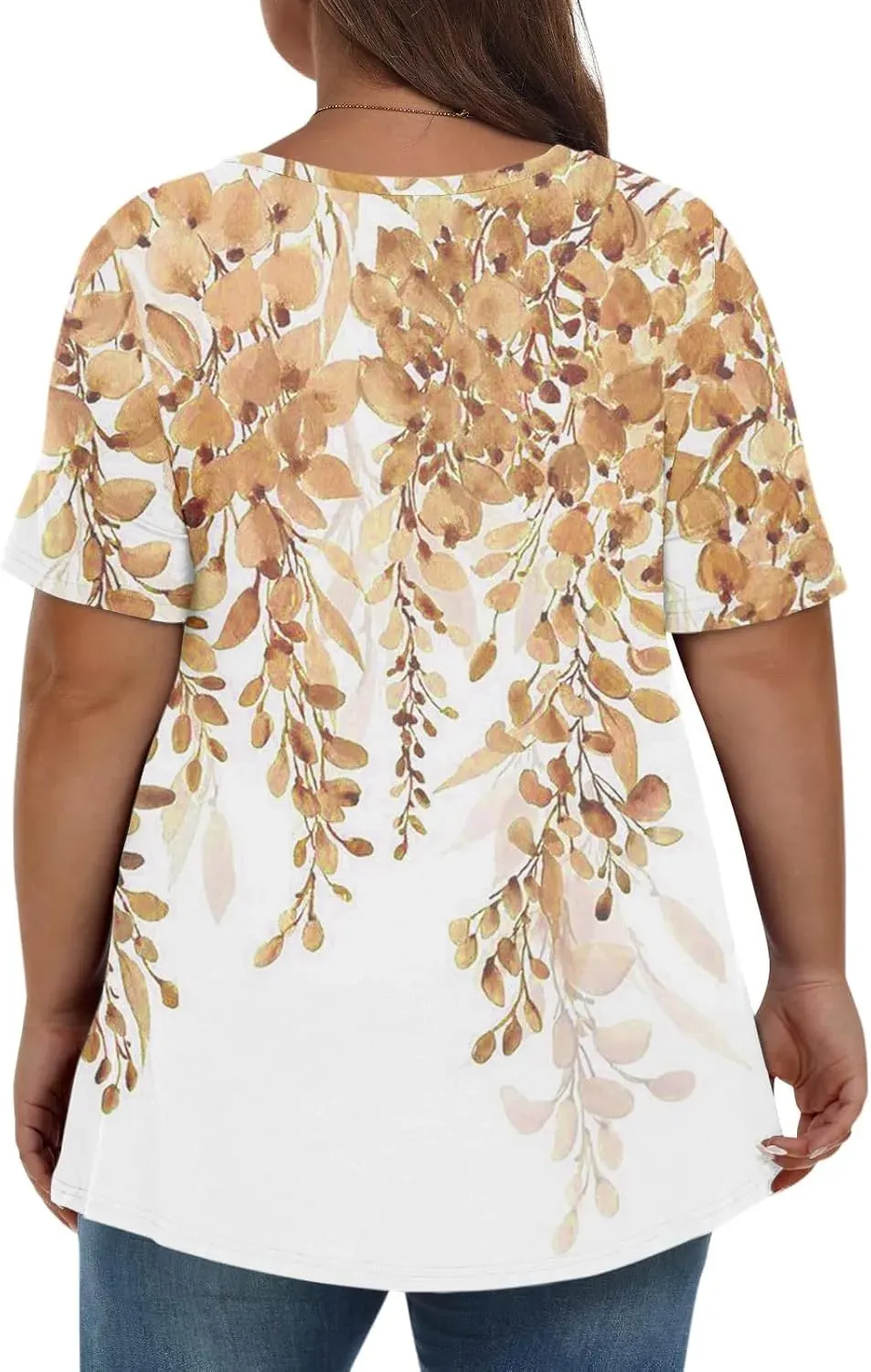 Plus Size Tops for Women Dressy Short Sleeve V Neck Shirts for Women Summer Tops for Women 2024 Floral Print Top