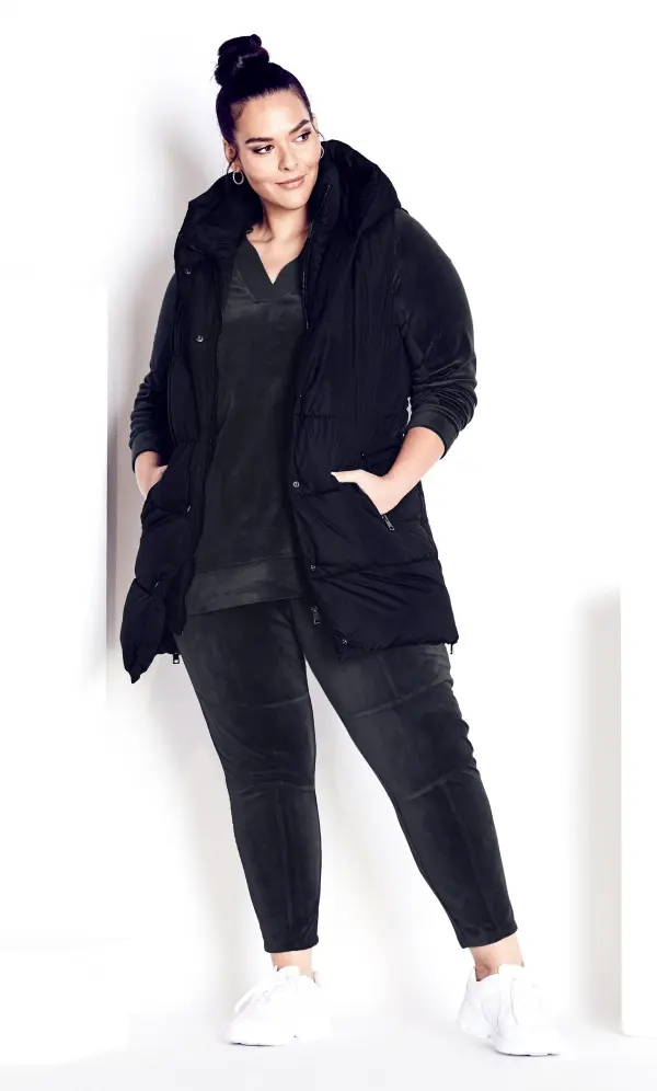 Evans Grey Velour Panel Pant