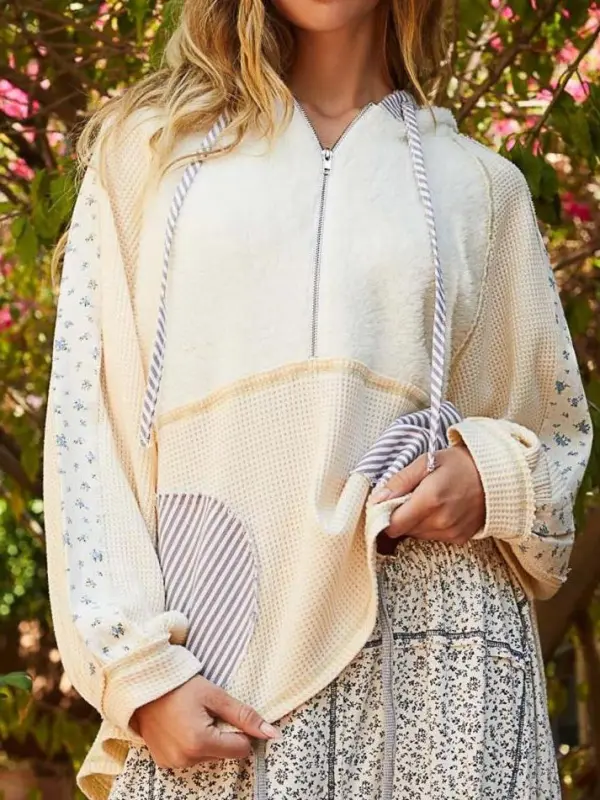 All-Match Daily Cream Long Sleeve Hoodie