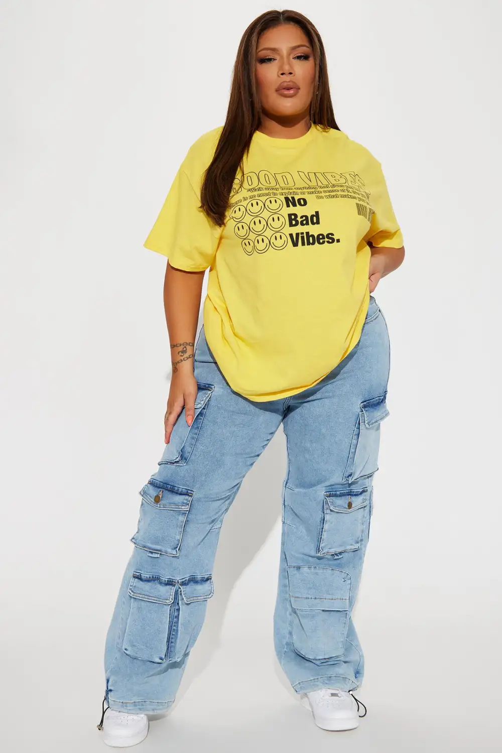 No Bad Vibes Smiley T-Shirt - Mustard