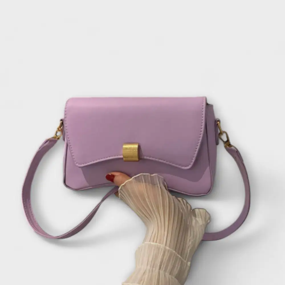 Latch Front Suede Handbag
