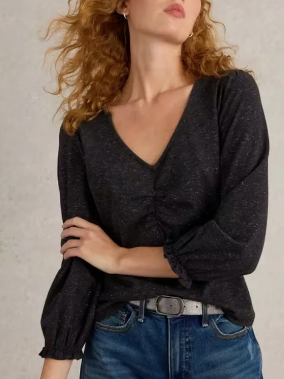 Sparkle Ruched Front Top