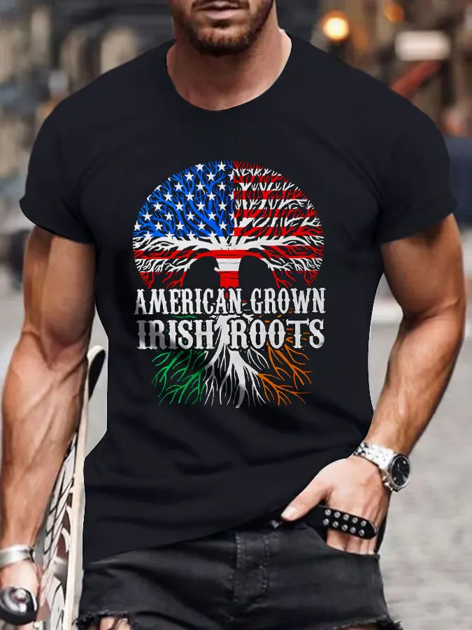 Men'S T-Shirt Men'S St Patrick'S Day Design Print Design T-Shirt Alphabet Art Group Print Cotton Short Sleeve