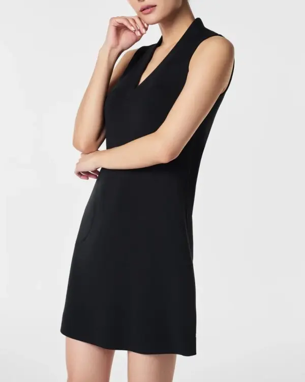 Very Black V-Neck Mini Dress