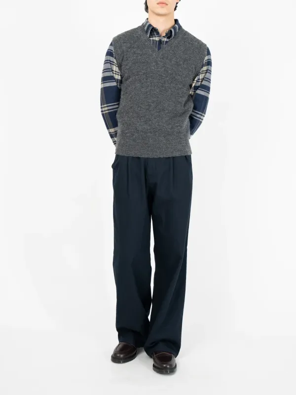 Grey Casual Style V Neck Vest