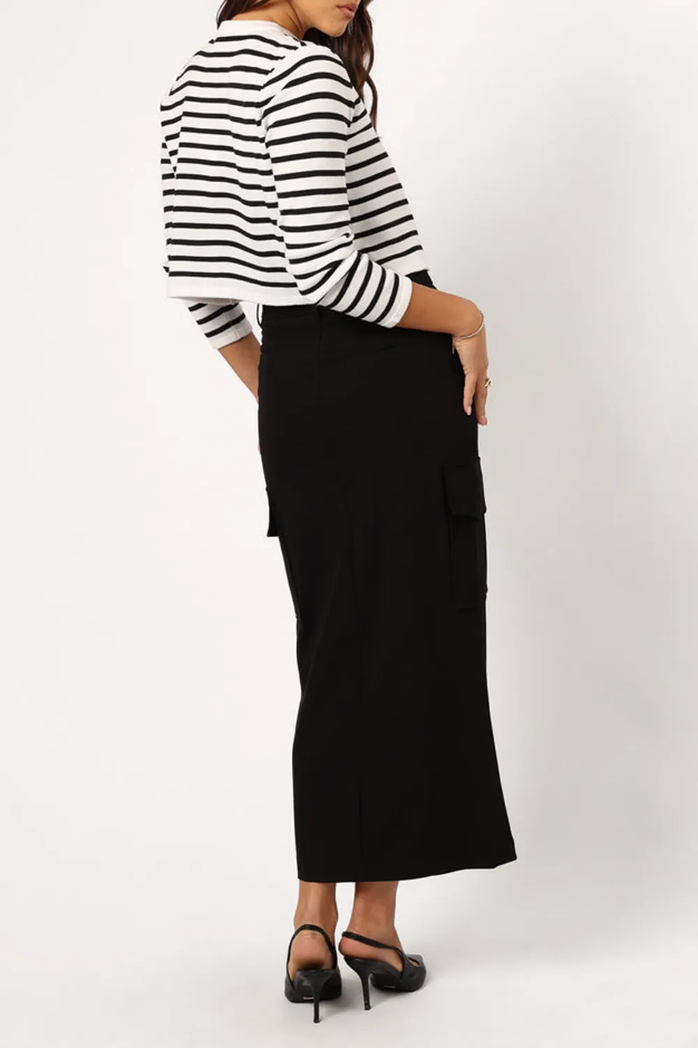 LEISURE MIDI HEM SLIT SKIRT