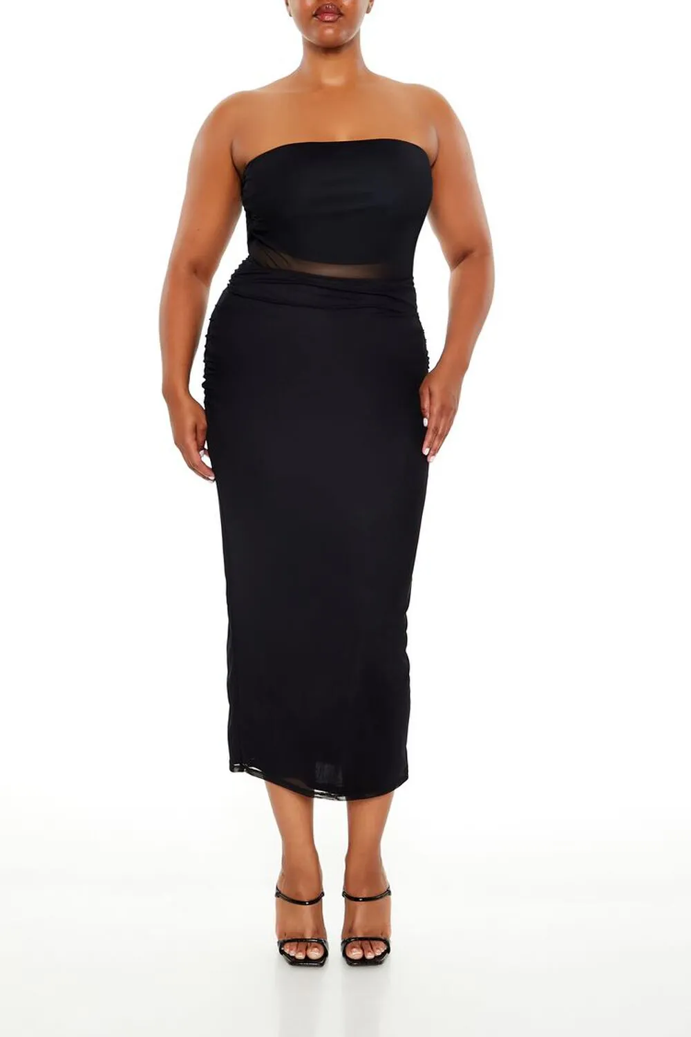Plus Size Sheer Tube Maxi Dress