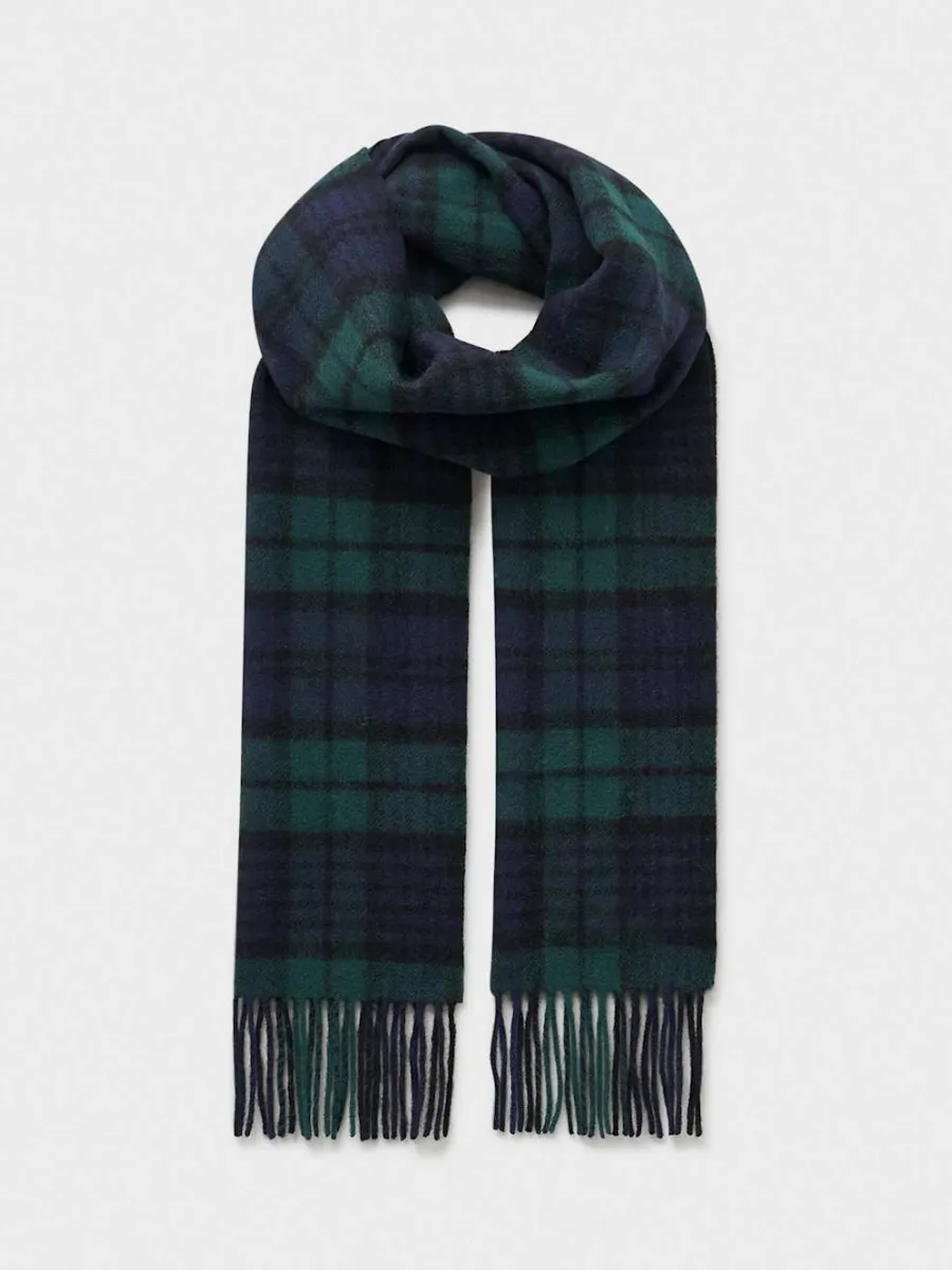 Dark Plaid Fringed Scarf