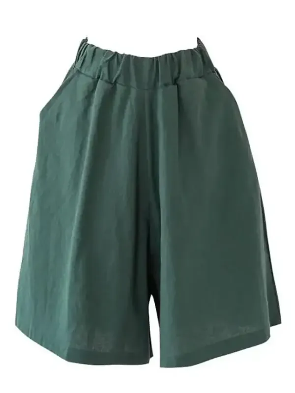 Women's Wide Leg Shorts Burmuda Shorts Linen Black Red Navy Blue Fashion Casual Daily Side Pockets Wide Leg Knee Length Comfort Solid Color M L XL 2XL 3XL