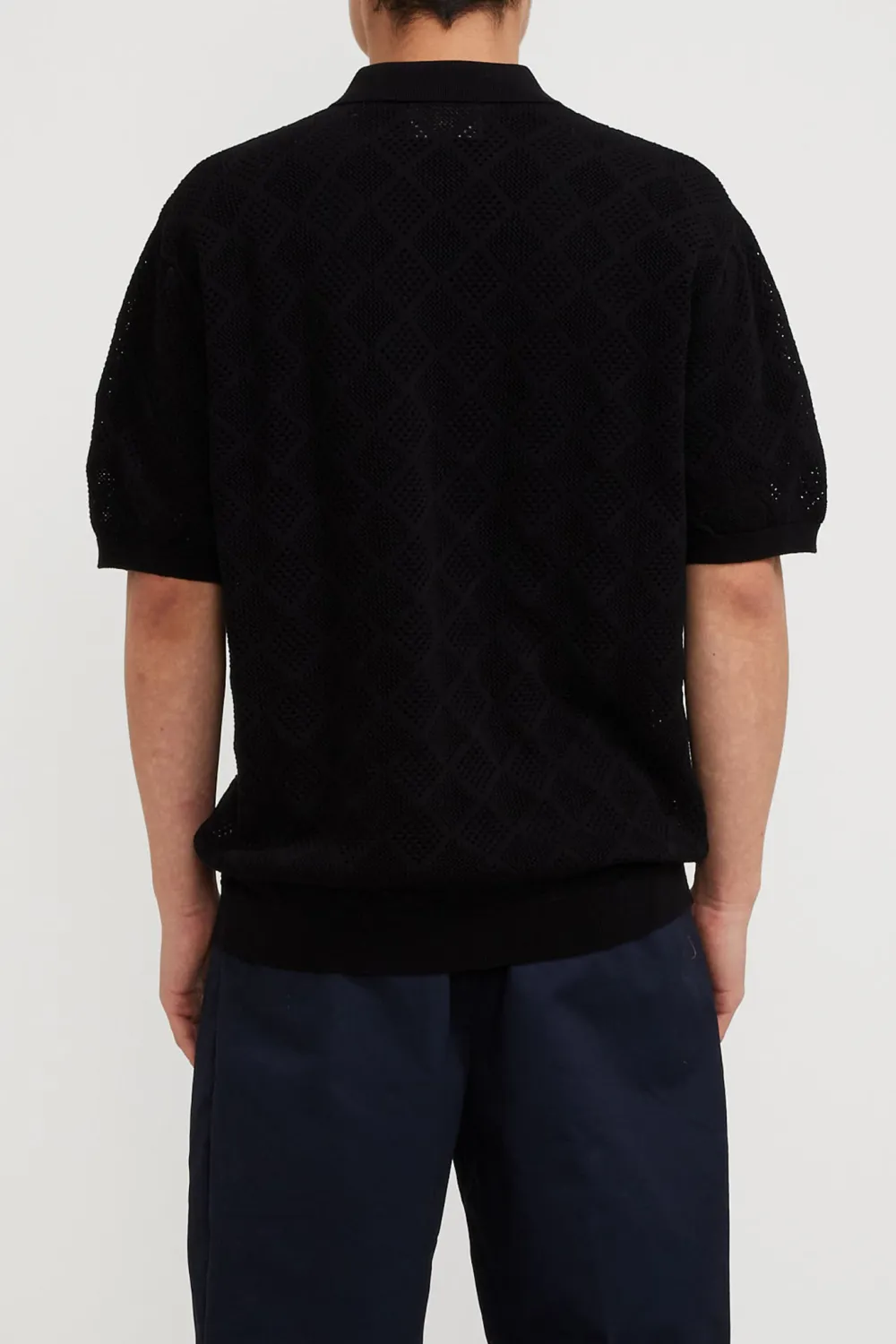 Zip Knit Polo Mesh Black
