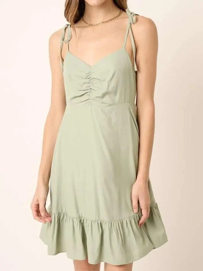 Lace Up Sexy Minimalist Temperament Sage Dress