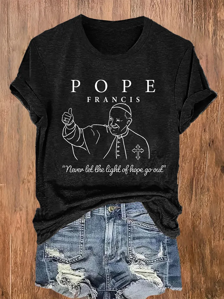 Women's Never Let The Light Of Hope Go Out Print Short Sleeve Round Neck Cotton T-Shirt