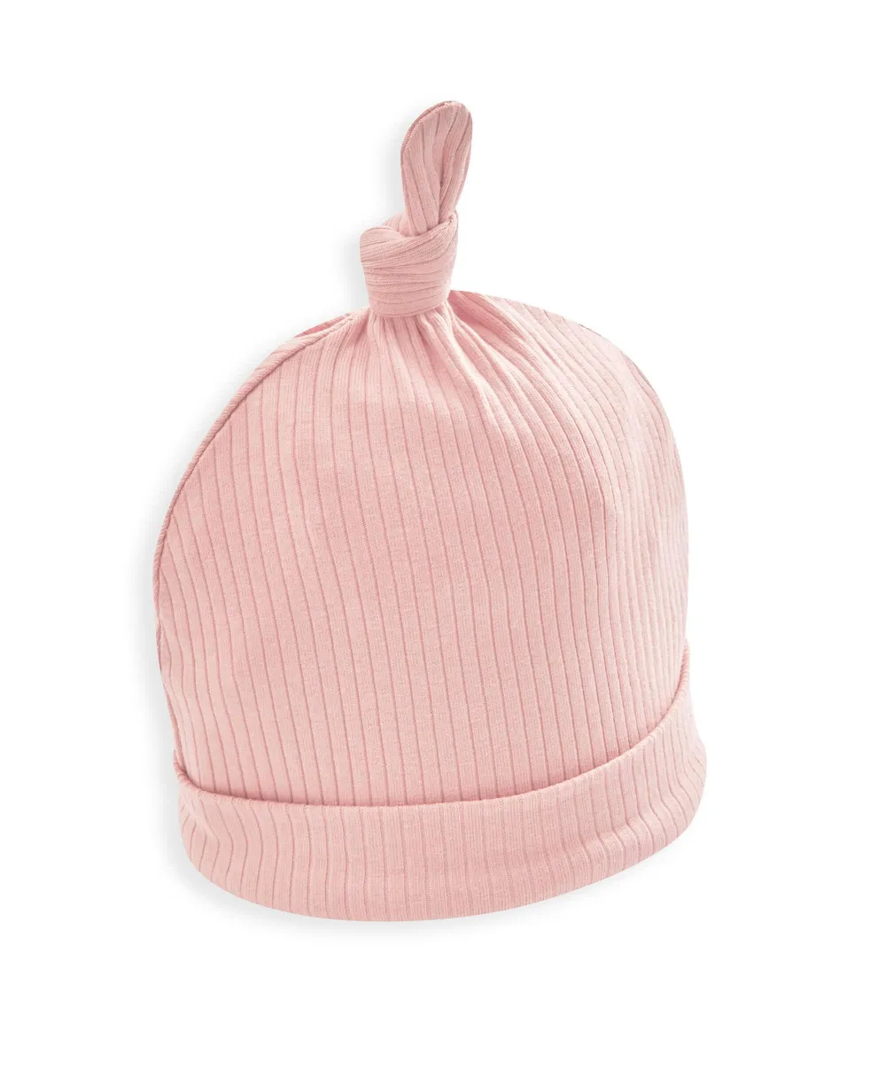 Organic Ribbed Hat - Dusky Pink