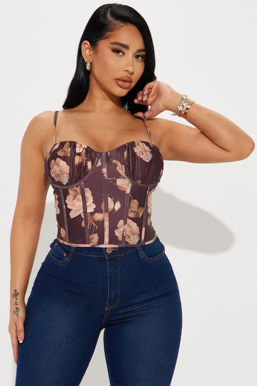 Lover Girl Corset Top - Brown Combo