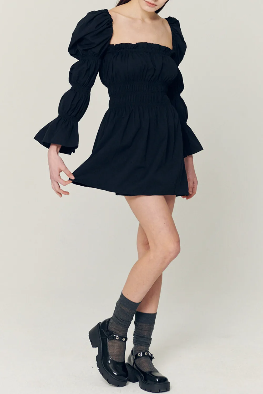 Balloon Sleeve Mini Dress