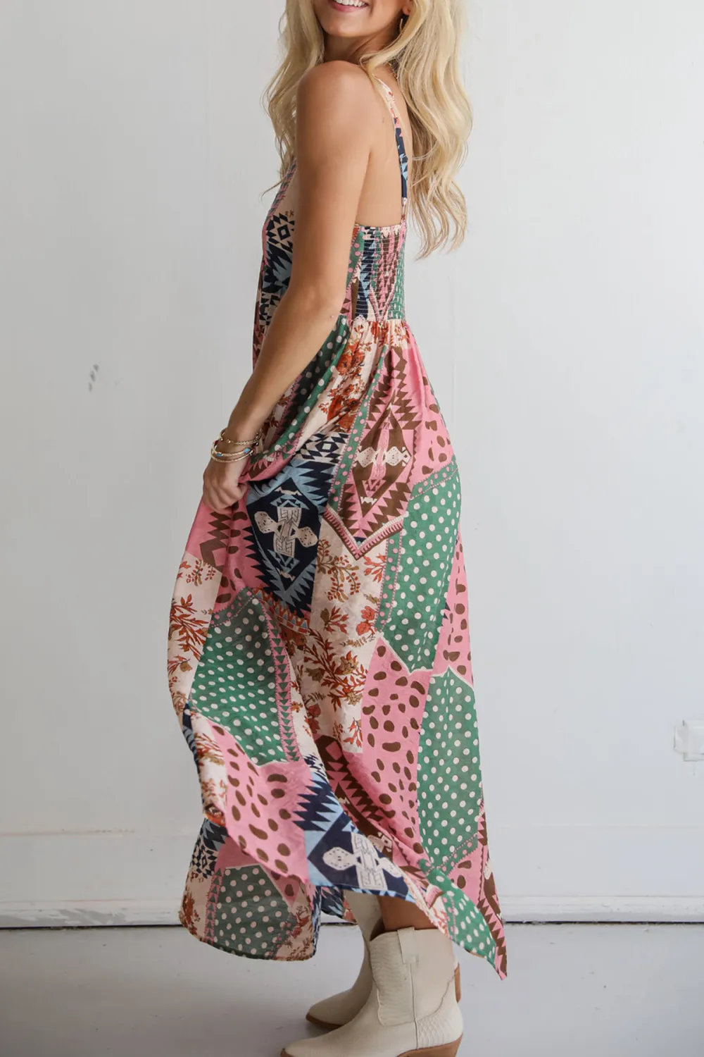 Unbelievably Divine Cream Patchwork Maxi Dress