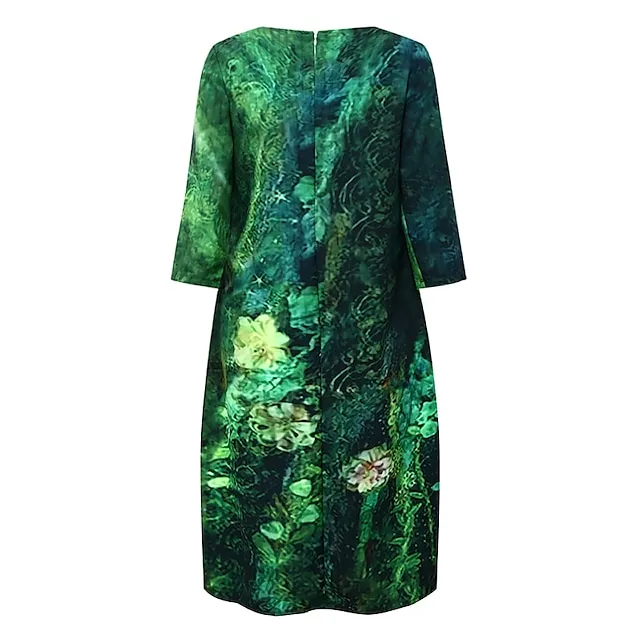 Women‘s Casual Dress Ethnic Dress Shift Dress Midi Dress Leopard Black White Half Sleeve Floral Print Summer Spring V Neck Basic Daily Vacation Weekend 2023 S M L XL XXL 3XL