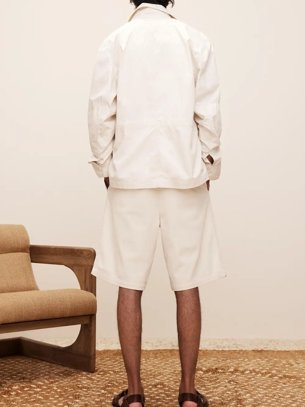 Men's Off-White Cotton Shirt Jacket