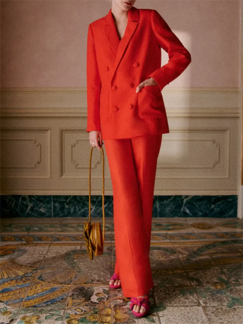 Red Single Breasted Blazer