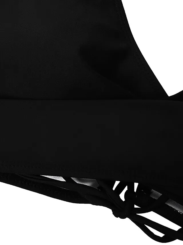 Women's Swimwear Bikini 2 Piece Plus Size Swimsuit Ruched Backless 2 Piece Open Back Slim Camouflage Pure Color Orange Padded V Wire Bathing Suits New Vacation Fashion