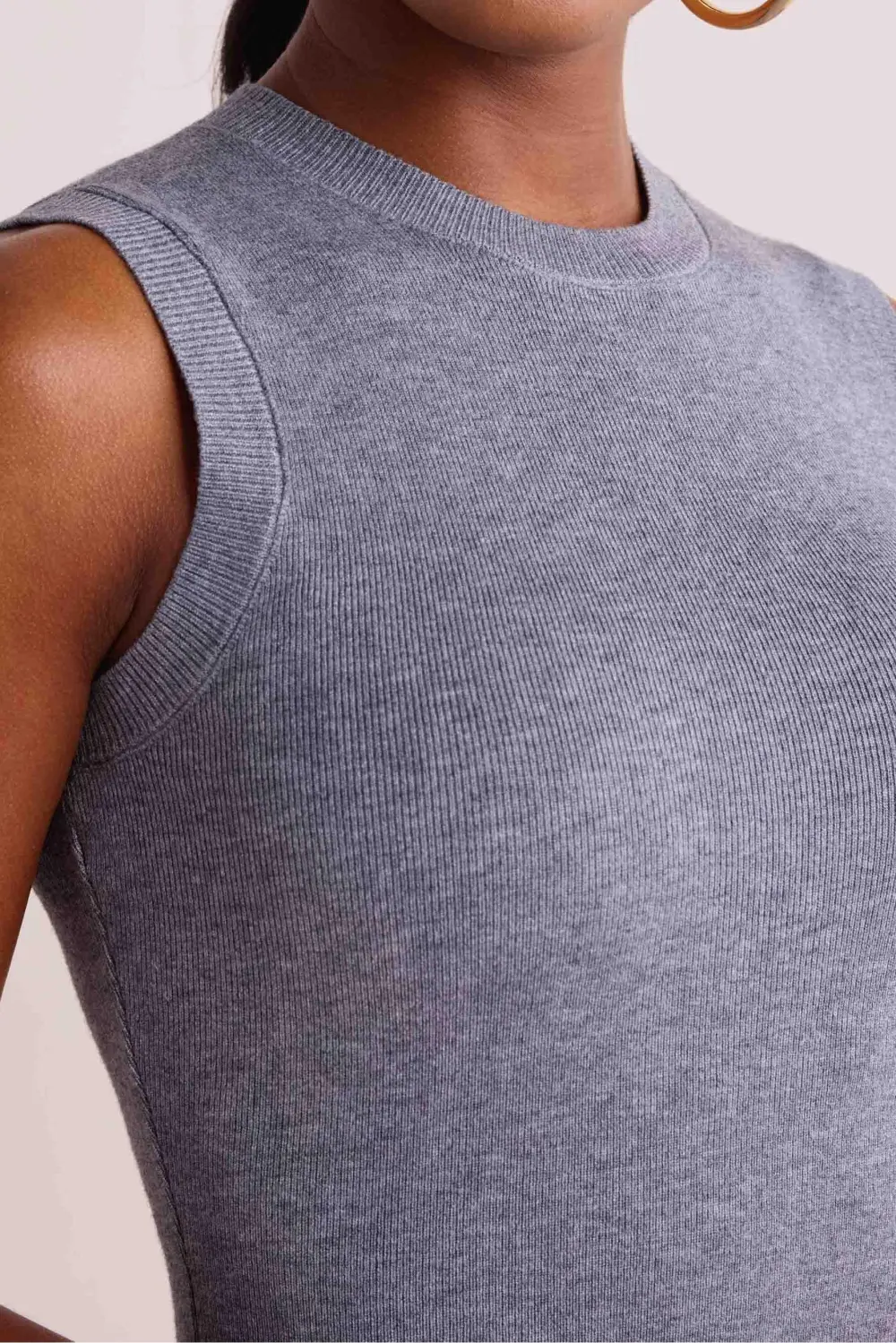 Grey Sleeveless Fitted Maxi Dress