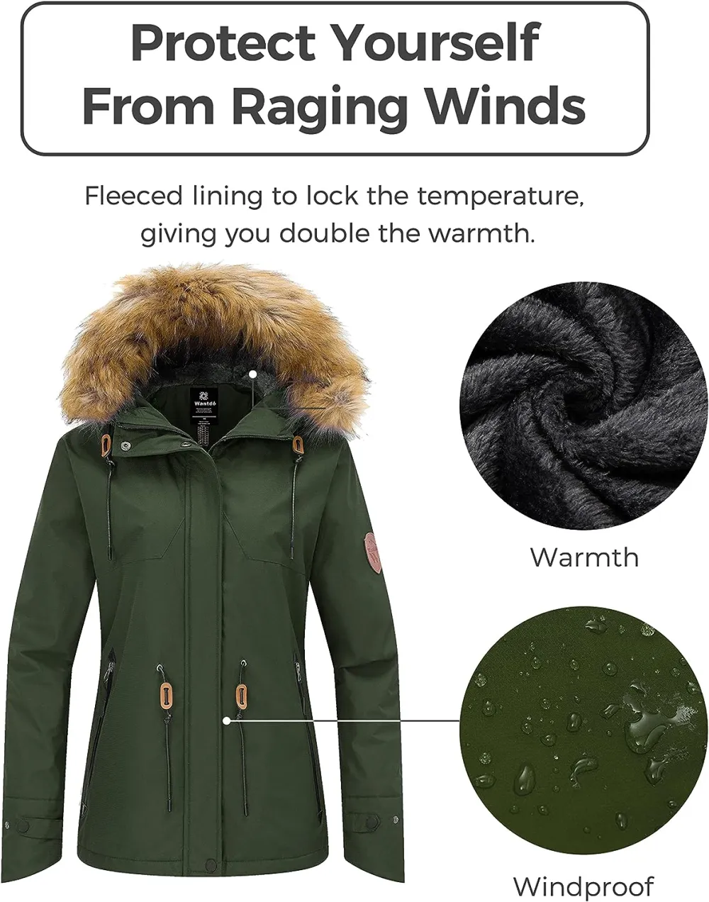 Women's Waterproof Ski Jacket Hooded Winter Snow Coat Mountain Snowboarding Jackets Insulated Fleece Parka