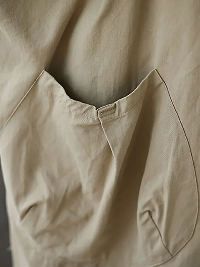 Women's Trench Coat Daily Fall Long Coat V Neck Regular Fit Warm Casual Jacket Long Sleeve Solid Color Quilted Black Khaki