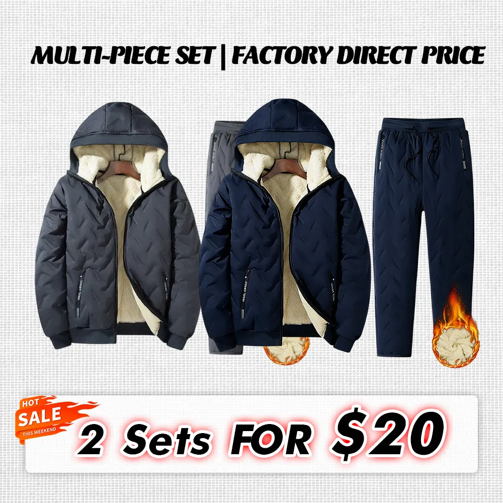 【Clearance Sale】Men’S Autumn Winter Fleece Thickened Set - Multi-Pocket Design, Perfect For Daily Work Commute, Outdoor Leisure & Skiing Clothes Menswear Men'S 2 Piece Set Formal Beige Men'S Sweatsuit Set Men Sweatsuit Set Men 2 Piece Sets Men'S 2 Piece S