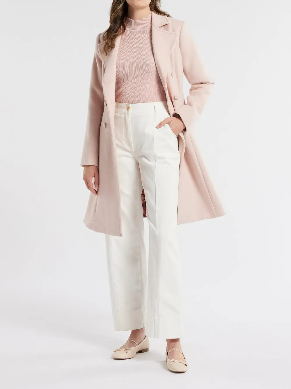 Pink High Neck Slim Jumper