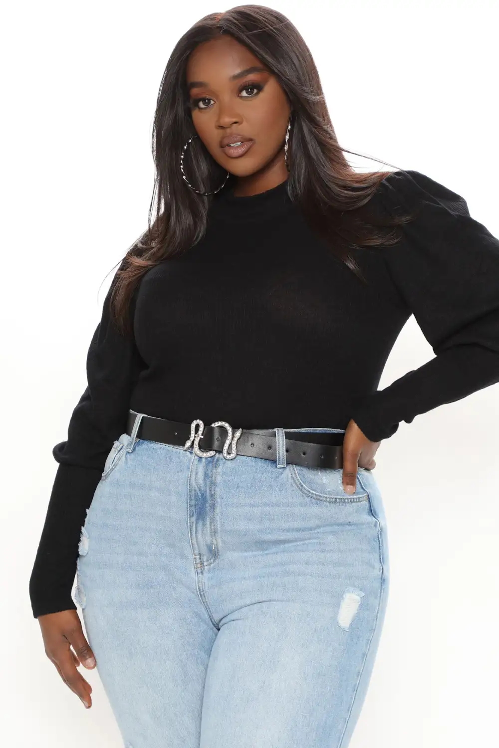 Evermore Balloon Sleeve Top - Black