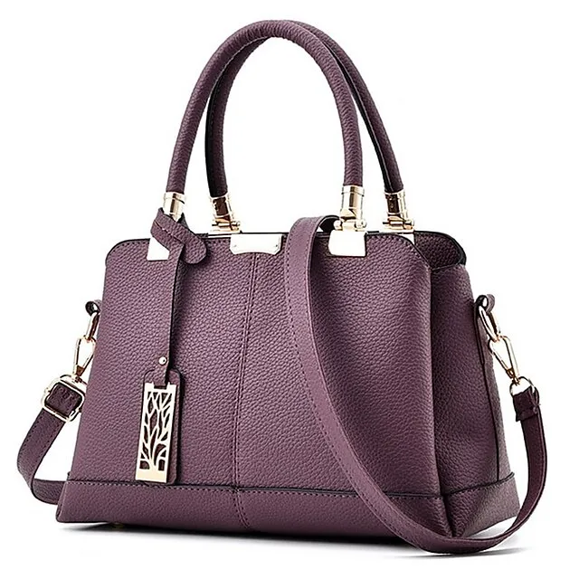 Women's Handbag Crossbody Bag Satchel Top Handle Bag PU Leather Daily Zipper Chain Solid Color Wine Black Pink