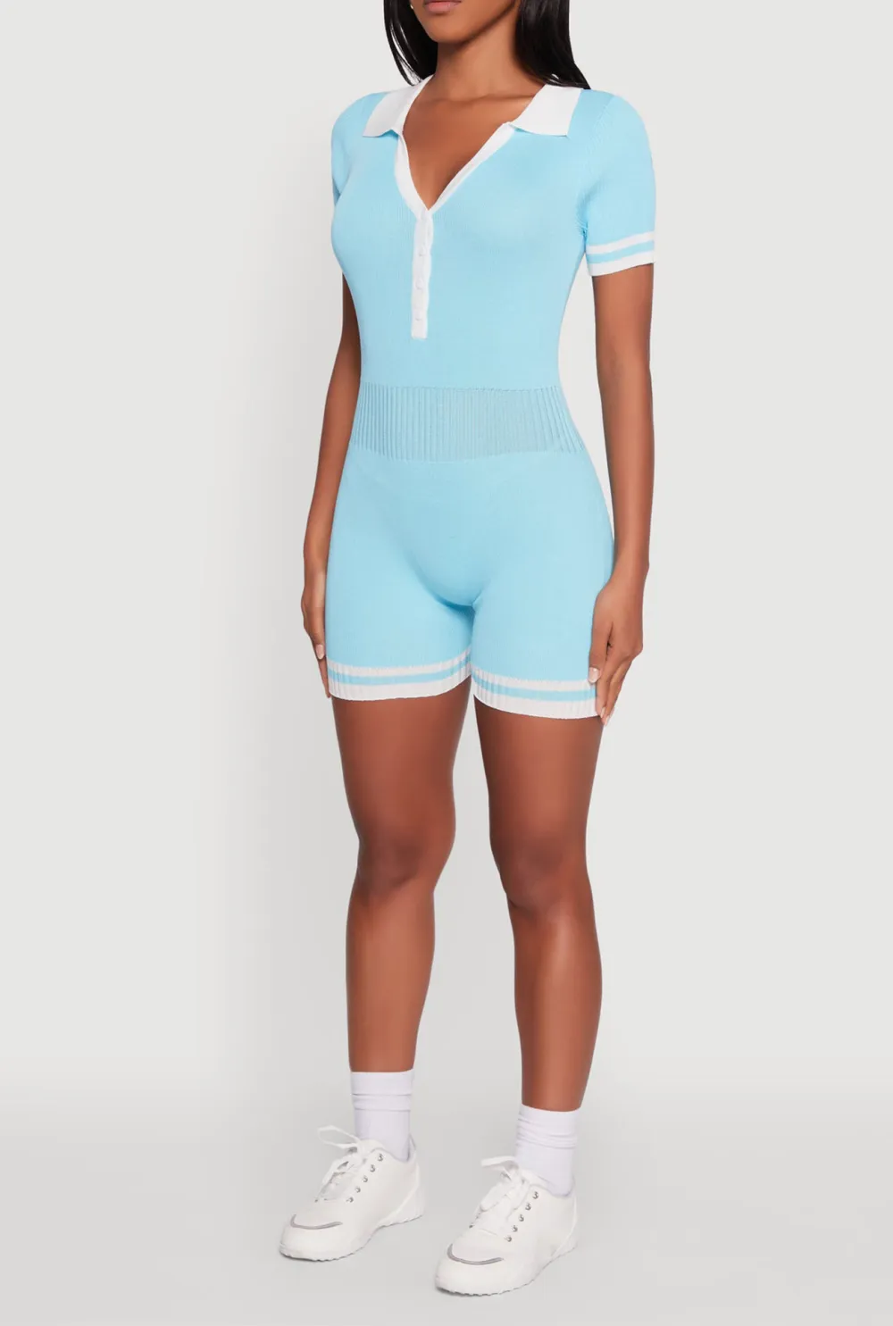 Ribbed Contrasting Striped Jumpsuit